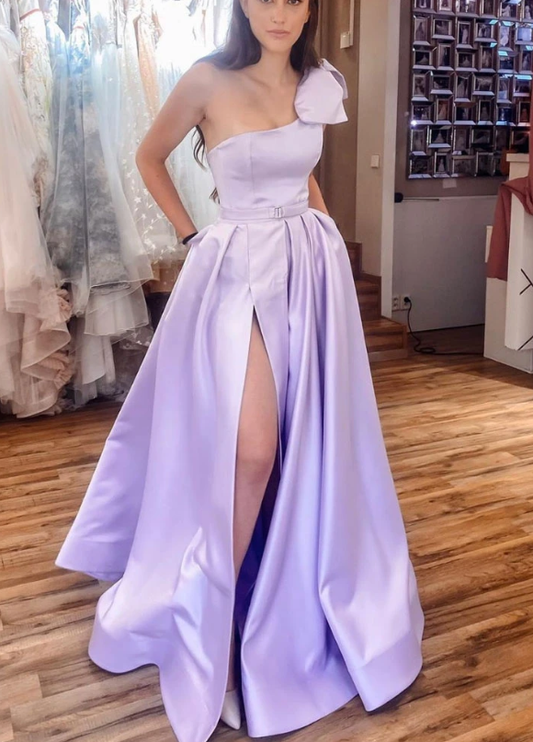 Simple purple satin long prom dress purple long evening dress   cg12152