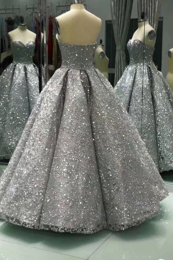 Sweetheart Prom Dresses,Gray Prom Dresses,Sleeveless Prom Dress,Long Ball Gown   cg12193