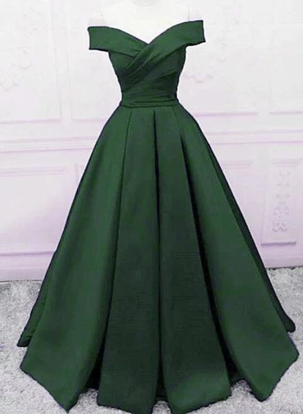 Beautiful Dark Green Satin Long Party Dress, Sweetheart Lace-up Prom Dress   cg12258