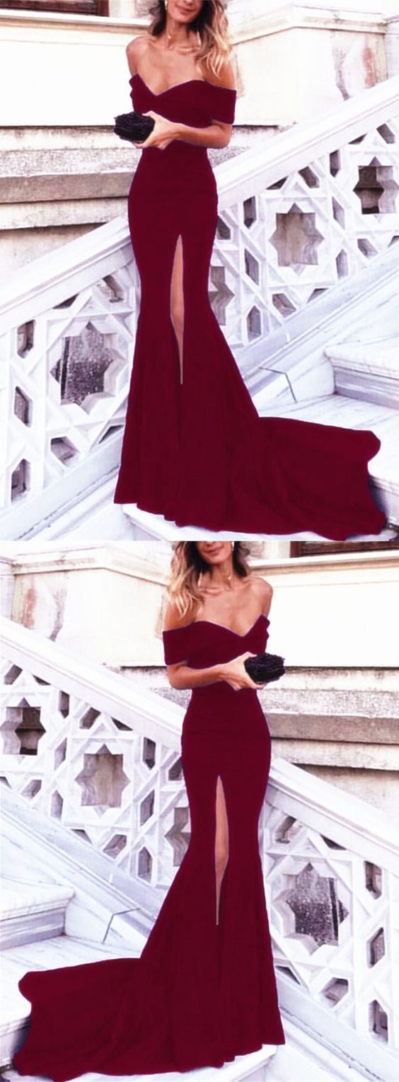 Dark Red Prom Dress,mermaid Prom Dress   cg12310