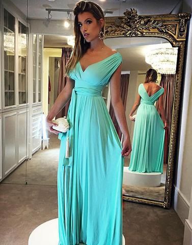Chiffon Blue Convertible Formal Cheap Long Prom Dress   cg12390