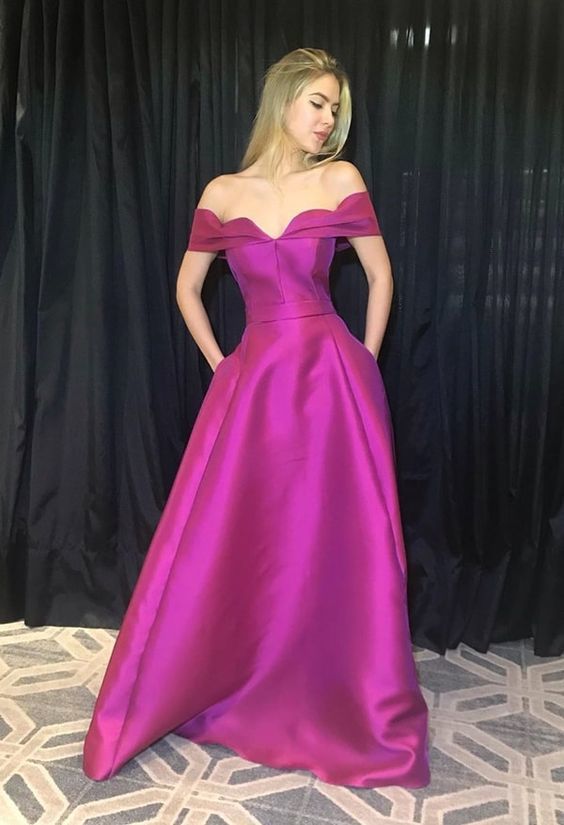 Satin Prom Dress,Off the Shoulder Prom Dress,A-Line Prom Dress   cg12458