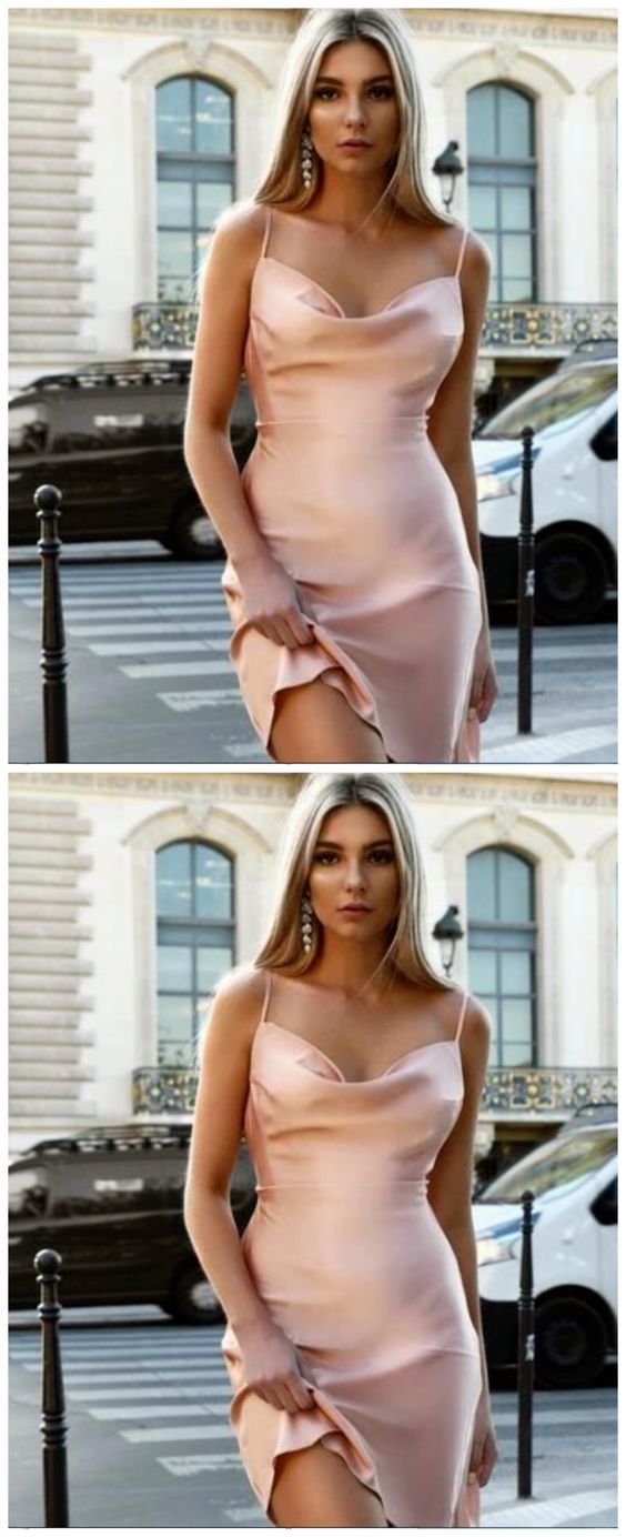 Sexy Straps Pink Cocktail Dress , Mini Homecoming Dress   cg12464