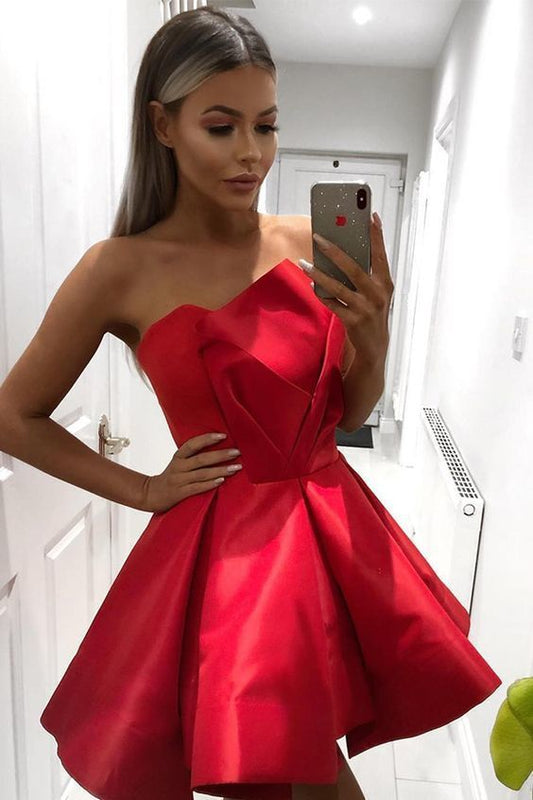 Strapless Short Homecoming Dress Red Party Dress    cg12642