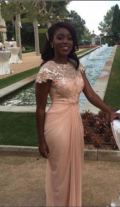 Cap Sleeve Chiffon Prom Dress, Long Evening Party Dress   cg12651