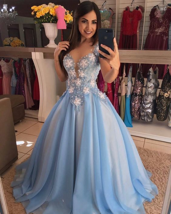 2020 Prom Dresses blue ball gown    cg12674