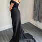 BLACK SWEETHEART OFF SHOULDER LACE LONG PROM DRESS BLACK BRIDESMAID DRESS    cg12716