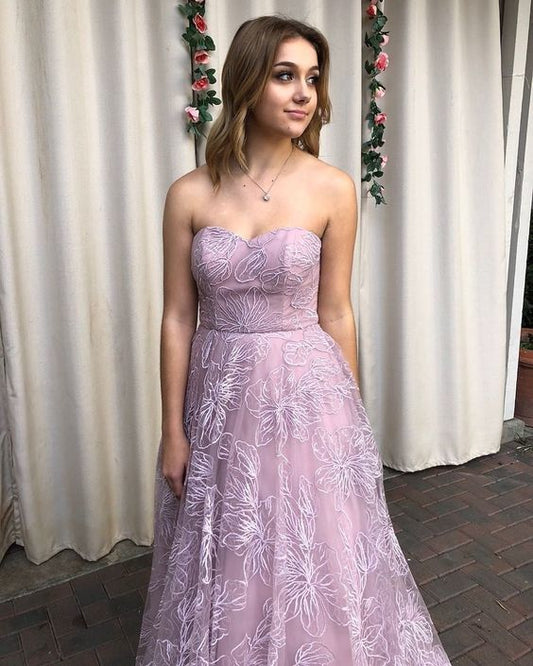 Princess Strapless Lilac Long Ball Gown Prom Dress   cg12727