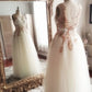 Gold and Blush Floral Embroidered Beaded A-Line  Formal Gown Prom Dress 2021   cg12744