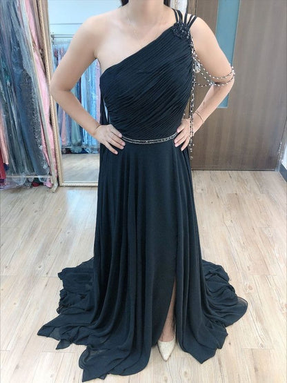 Beautiful one shoulder chiffon prom dress   cg12843