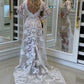 Lace Appliques Tulle Overlay Mermaid Long Sleeves Formal prom Gowns   cg12918