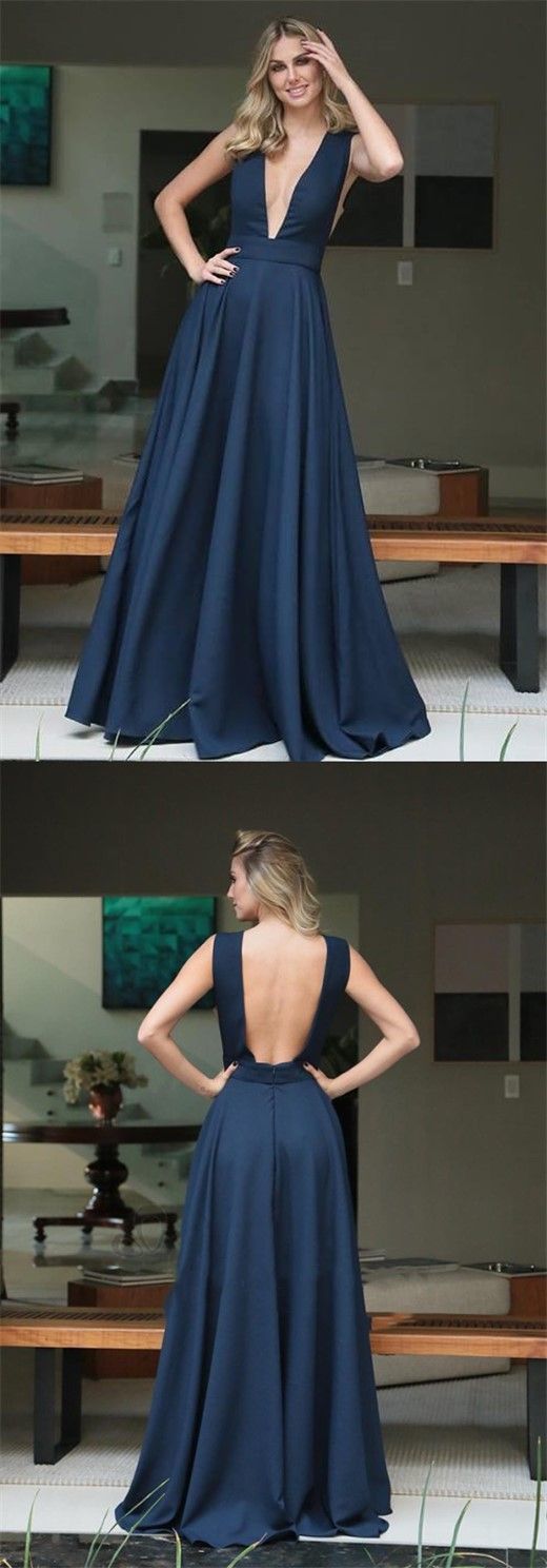 Modest Prom Dresses Long Dark Navy Formal Dresses For Teens    cg12970