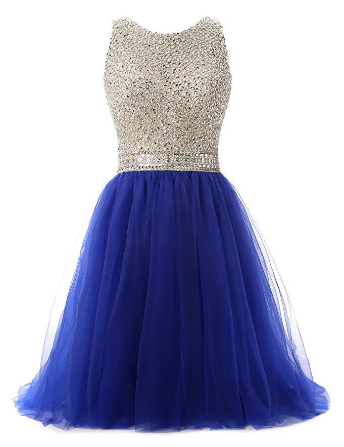 Royal Blue Beaded Top Homecoming Dress, Back To School Dresses ,Short ...