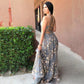 GRAY V NECK TULLE LONG PROM DRESS EVENING DRESS    cg13088