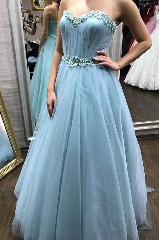 Sweetheart Tulle Long Prom Dress With Detachable Floral Long Sleeve   cg13116