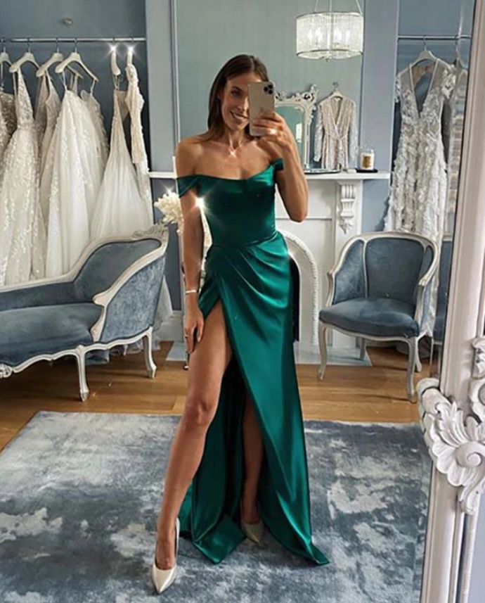 Sexy Leg Slit Emerald Green Evening Dress New prom dress   cg13119