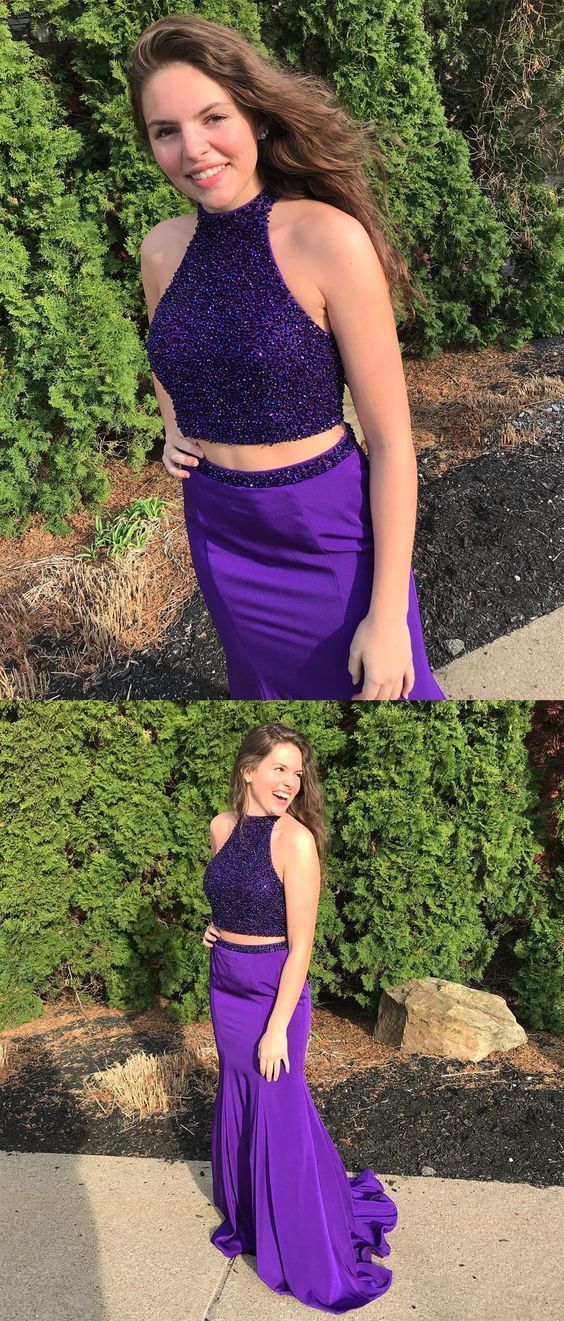 Purple Long Prom Dresses, Classy Trumpet Formal Party Dress, Sparkle Graduation Dress    cg13241