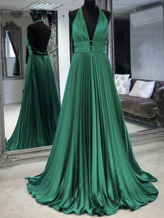 Green satin long prom dress simple evening dress   cg13252