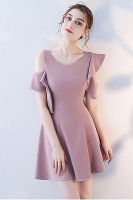 Pretty Mauve Short Homecoming Dress Round Neck with Ruffles   cg13322