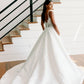 White v neck lace long prom dress white lace bridesmaid dress   cg13388
