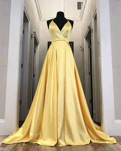 long yellow prom dresses leg split evening gowns cg1350