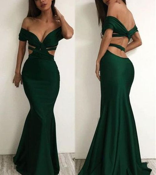 Dark Green Spandex Mermaid Sexy Party Gowns, Formal prom Gowns, Mermaid Evening Party Dresses    cg13618