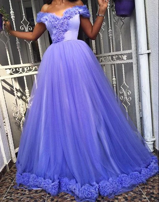 purple prom dresses 2020 ruffle tulle floor length evening dress off the shoulder formal dresses party dresses   cg13650