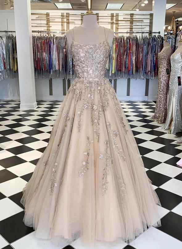 A line lace tulle long prom dress evening dress    cg13721