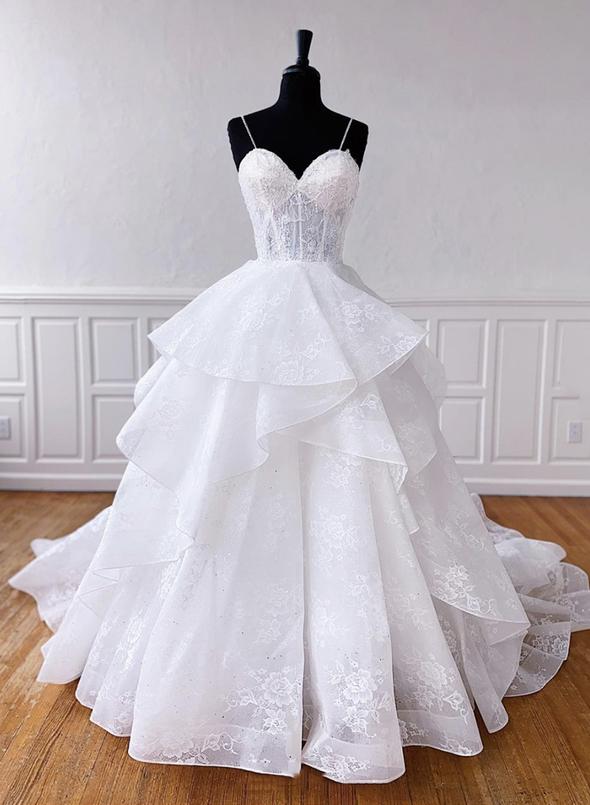 White tulle lace long prom gown formal dress   cg13723