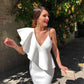 Sexy solid v neck pencil dress Homecoming Dress   cg12843