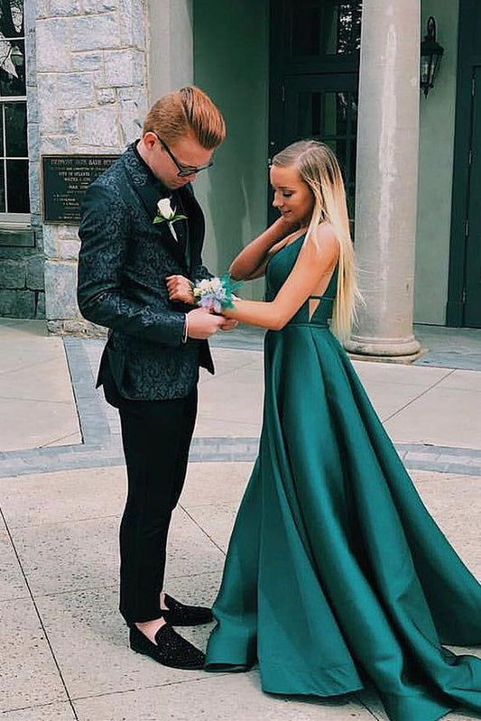 Dark Green Prom Dresses Long  cg1393