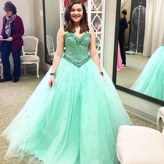 Crystal Ball Gown Tulle Prom Dresses    cg13992