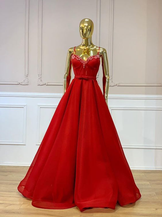 Red Prom Dresses Lace Appliques long gown    cg14095