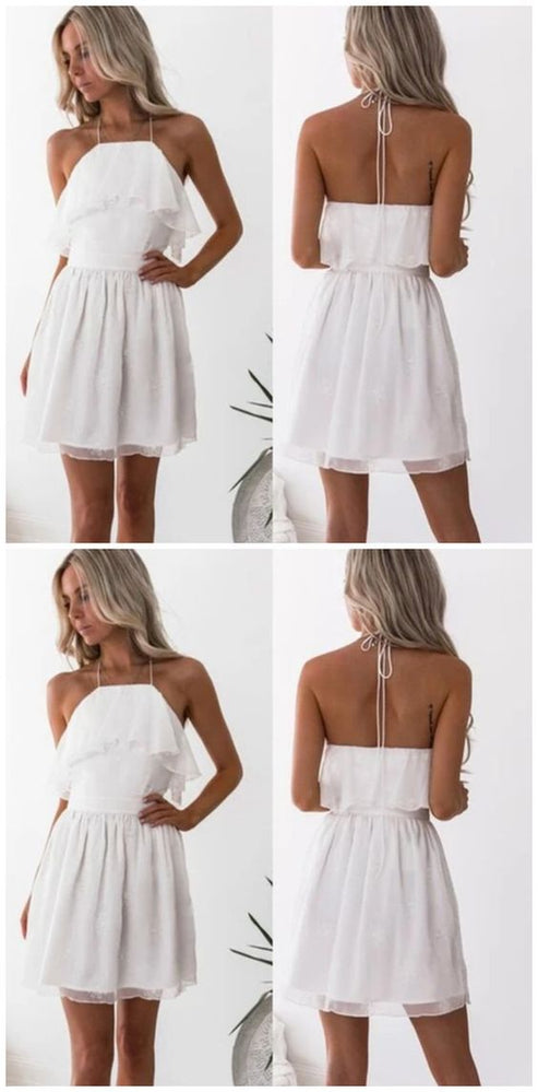 A line Long Sleeves Chiffon White Homecoming Dress Party Dress main image 0