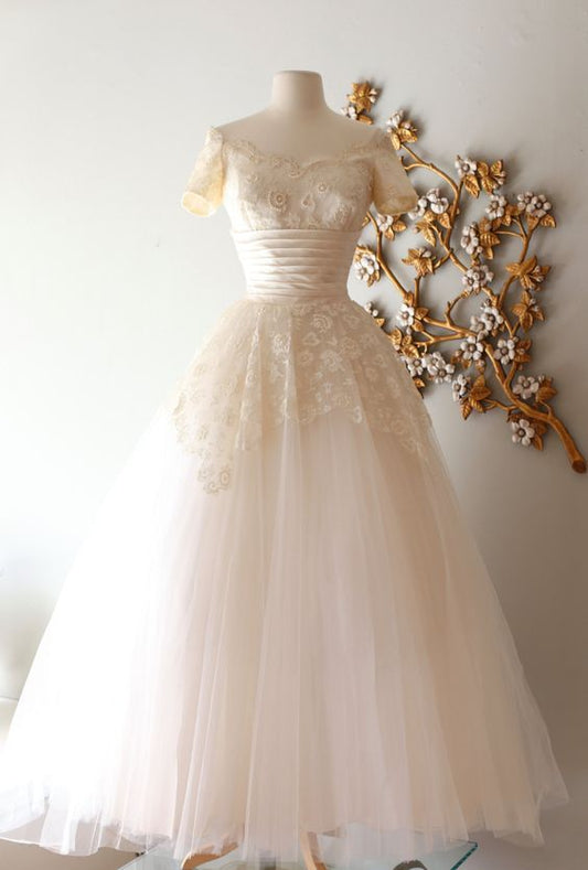 Lace Wedding Ball Gown,Short Sleeve Prom Dress,Fashion Bridal Dress,Sexy Party Dress,Custom Made Evening Dress   cg14215