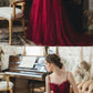 Burgundy tulle long prom dress, burgundy tulle evening dress cg1426