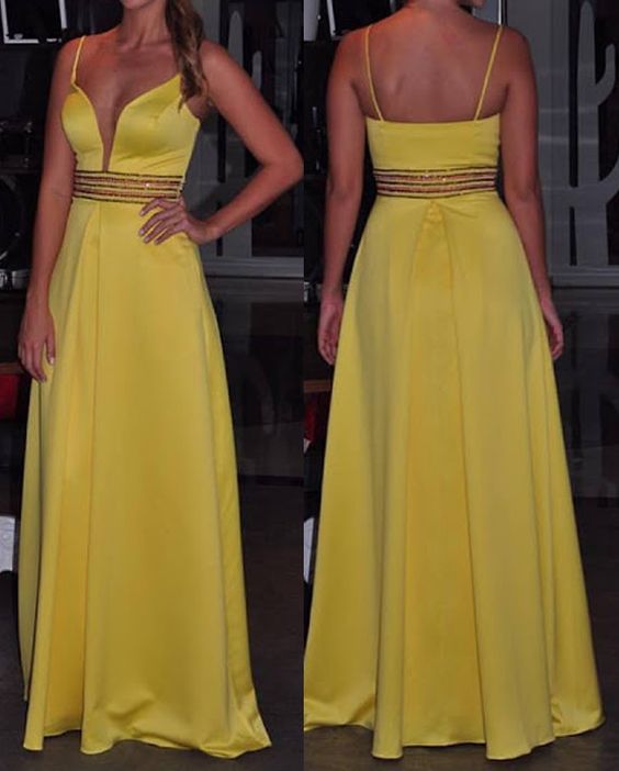 Charming Prom Dress,Satin Prom Dress,Beading Prom Dress,Spaghetti Straps Evening Dress   cg14409