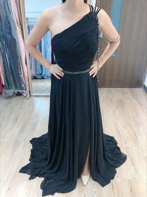 Beautiful one shoulder chiffon prom dress   cg14440