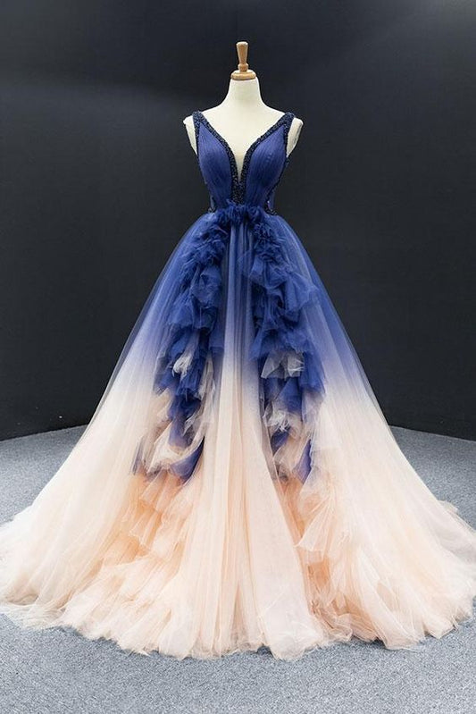 Blue Changing Color Ball Gown Formal Prom Dress   cg14450