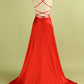 Red Backless Satin Dress prom dresses    cg14486