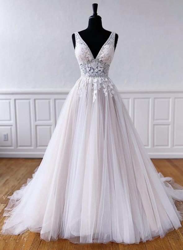 Custom made v neck lace long prom dress evening dress   cg14523
