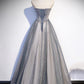 Gray tulle beads long prom dress evening dress   cg14562