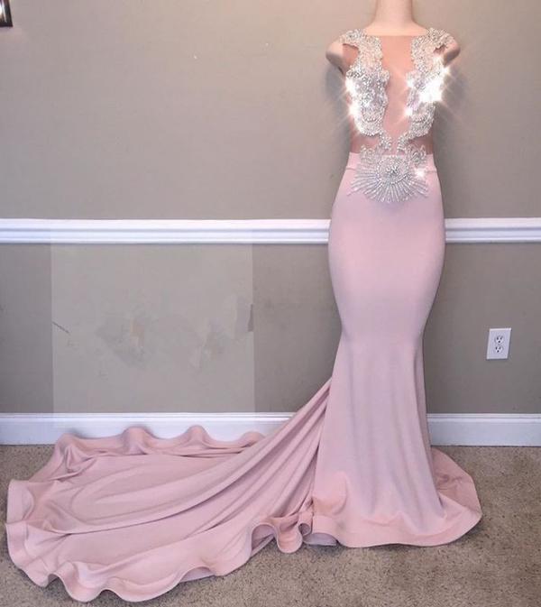 Black Girl Prom Dresses Elegant Mermaid Beads   cg14707
