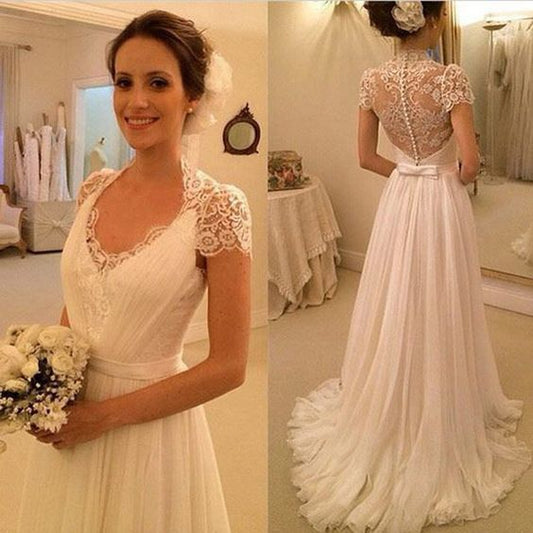 Elegant Cap Sleeve See Through Lace Top Sheath Cheap Prom Dresses   cg14721