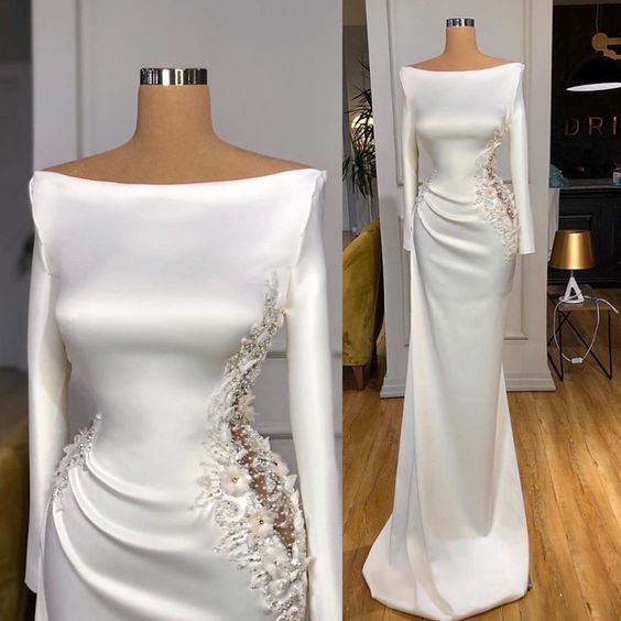 White Evening Dress, Sexy Formal Dresses, Mermaid Evening Dresses prom dress   cg14814