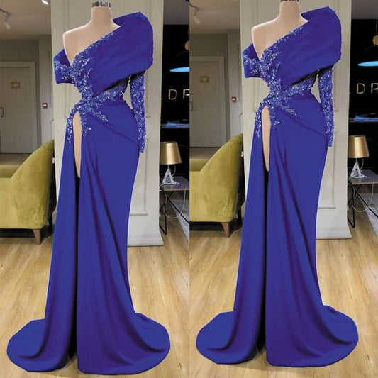Modest Evening Dress, Evening Gown Long, Royal Blue Evening Dresses prom dress cg14817