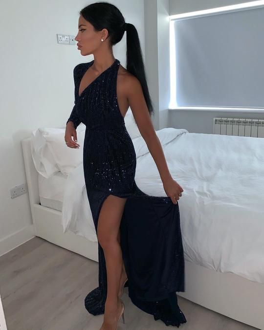 Unique Black Long Prom Dress With Split    cg14834