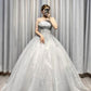 Grey tulle lace long ball gown prom  dress formal dress   cg15038