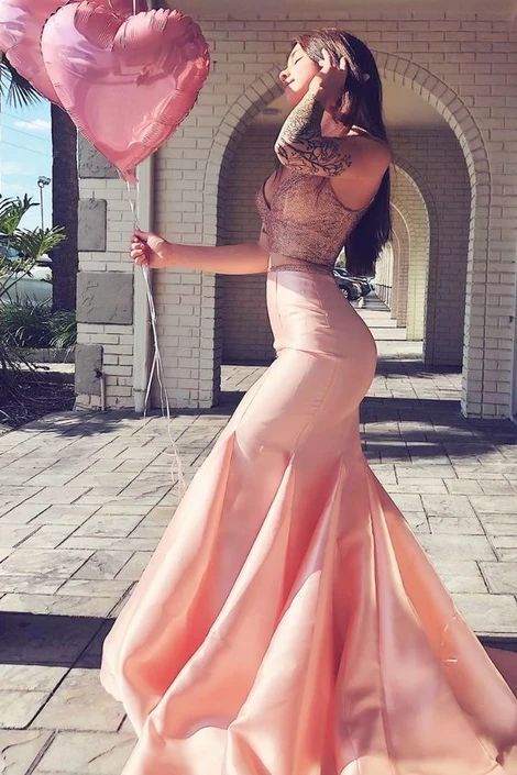 Gorgeous Two Piece Mermaid Pink Formal Dress ,Pink Long Prom Dress Mermaid Prom Dress    cg15255