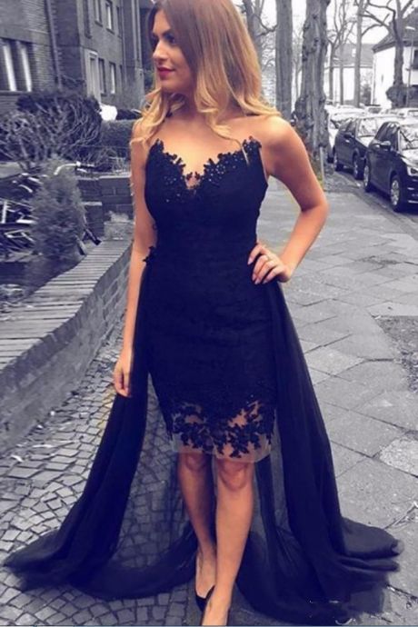 Black Sweetheart Short Prom Dress , Lace Party Dress   cg15369